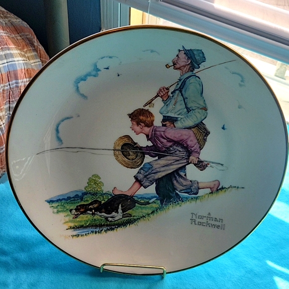 Vintage Norman Rockwell "Summer- Goin Fishing plate - Picture 1 of 3